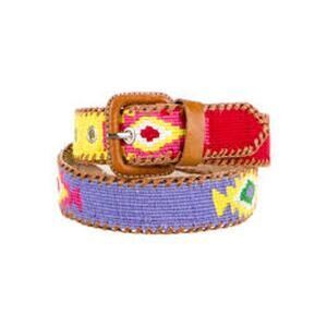 NEW Frances Valentine Handwoven Guatemalan Leather Belt Multi Color Braide Sz. M